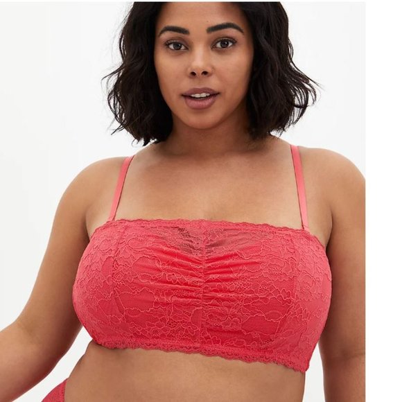 Torrid Size 3X (22-24) Bright Berry Lace Lightly Padded Bandeau - Picture 2 of 6